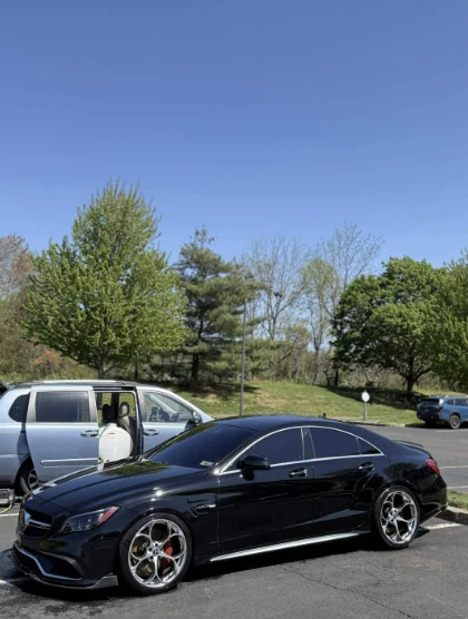 Black Mercedes CLS 63 AMG after an exterior detail